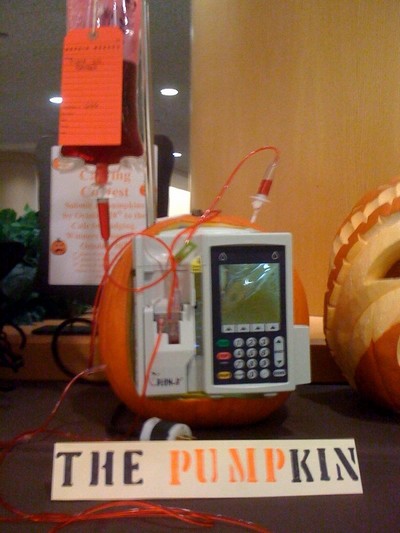 Hospital IV infused Halloween pumpkin