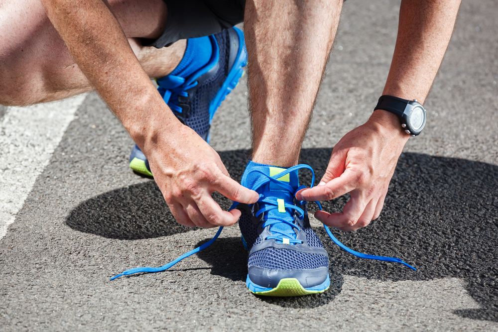 tying shoes